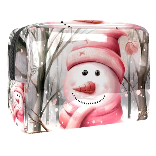 Kosmetiktaschen Für Frauen Cute Snowman Weihnachten Schnee Schminkkoffer Reisetasche Kosmetiktasche Organizer 18.5x7.5x13cm von EJFICAHG