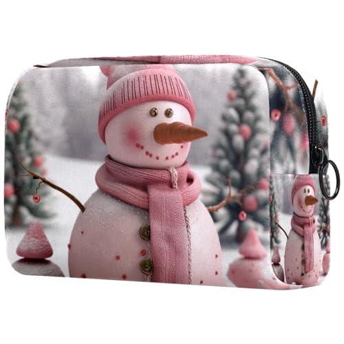 Kosmetiktaschen Für Frauen Cute Snowman Weihnachten Schnee Schminkkoffer Reisetasche Kosmetiktasche Organizer von EJFICAHG