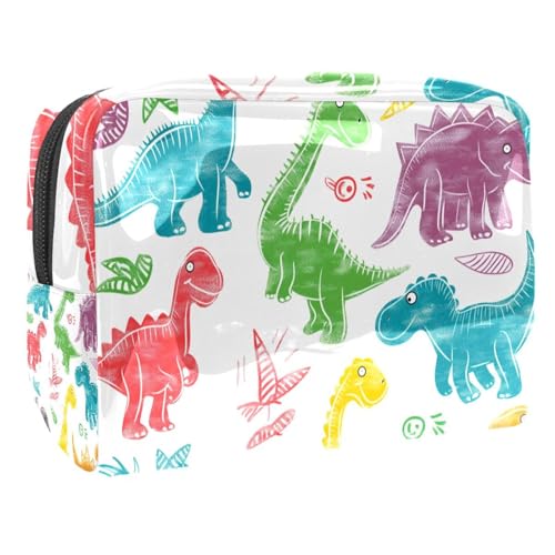 Kosmetiktaschen Für Frauen Farbenfrohe Dinosaurier Schminkkoffer Reisetasche Kosmetiktasche Organizer 18.5x7.5x13cm von EJFICAHG