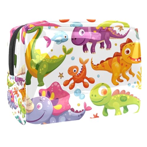Kosmetiktaschen Für Frauen Farbenfroher Dinosaurier Schminkkoffer Reisetasche Kosmetiktasche Organizer 18.5x7.5x13cm von EJFICAHG