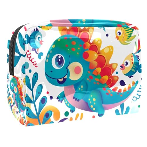 Kosmetiktaschen Für Frauen Farbenfroher Dinosaurier Schminkkoffer Reisetasche Kosmetiktasche Organizer 18.5x7.5x13cm von EJFICAHG