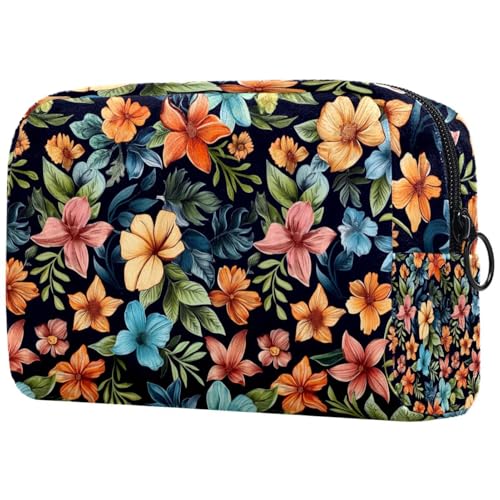 Kosmetiktaschen Für Frauen Florale Blumen Muster Schminkkoffer Reisetasche Kosmetiktasche Organizer von EJFICAHG