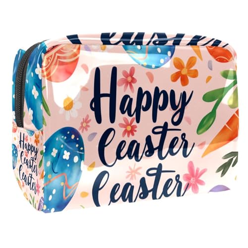 Kosmetiktaschen Für Frauen Frohe Ostern Bunte Eier Schminkkoffer Reisetasche Kosmetiktasche Organizer 18.5x7.5x13cm von EJFICAHG
