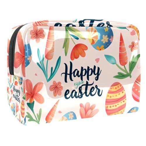 Kosmetiktaschen Für Frauen Frohe Ostern Bunte Eier Schminkkoffer Reisetasche Kosmetiktasche Organizer 18.5x7.5x13cm von EJFICAHG
