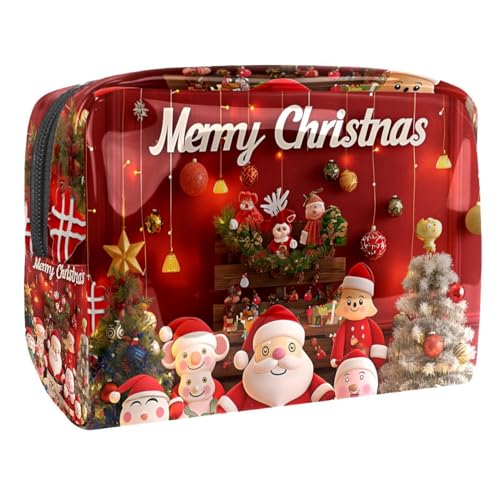 Kosmetiktaschen Für Frauen Frohe Weihnachten Süßer Roter Hintergrund Schminkkoffer Reisetasche Kosmetiktasche Organizer 18.5x7.5x13cm von EJFICAHG