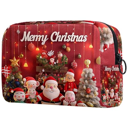 Kosmetiktaschen Für Frauen Frohe Weihnachten Süßer Roter Hintergrund Schminkkoffer Reisetasche Kosmetiktasche Organizer von EJFICAHG