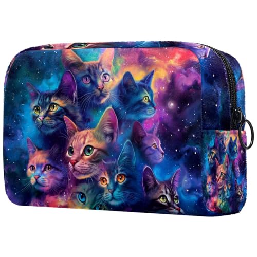 Kosmetiktaschen Für Frauen Galaxie-Katzen Schminkkoffer Reisetasche Kosmetiktasche Organizer von EJFICAHG