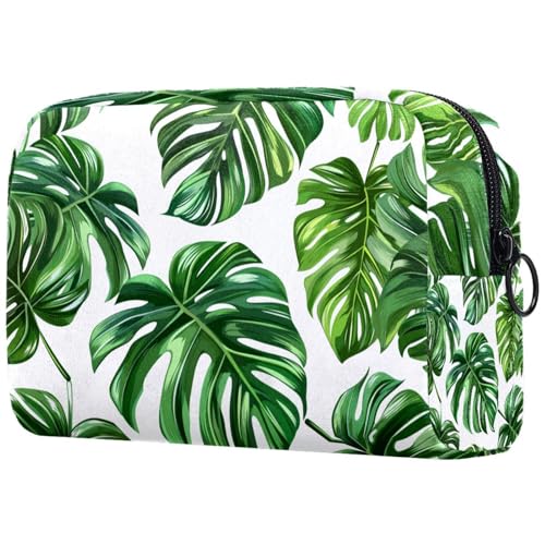 Kosmetiktaschen Für Frauen Grüne Tropische Palmblätter Schminkkoffer Reisetasche Kosmetiktasche Organizer von EJFICAHG