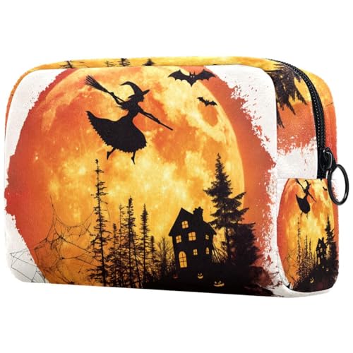 Kosmetiktaschen Für Frauen Halloween Vollmond-Hexe Schminkkoffer Reisetasche Kosmetiktasche Organizer von EJFICAHG