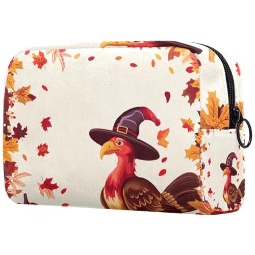 Kosmetiktaschen Für Frauen Happy Thanksgiving Day Truthahn Schminkkoffer Reisetasche Kosmetiktasche Organizer von EJFICAHG