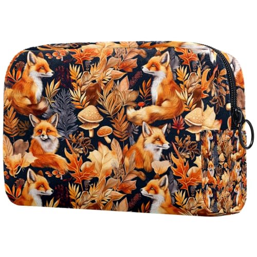Kosmetiktaschen Für Frauen Herbstbaum Fuchs Pilz Muster Schminkkoffer Reisetasche Kosmetiktasche Organizer von EJFICAHG