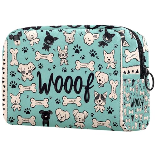 Kosmetiktaschen Für Frauen Hundepfotenknochen-Muster Schminkkoffer Reisetasche Kosmetiktasche Organizer von EJFICAHG