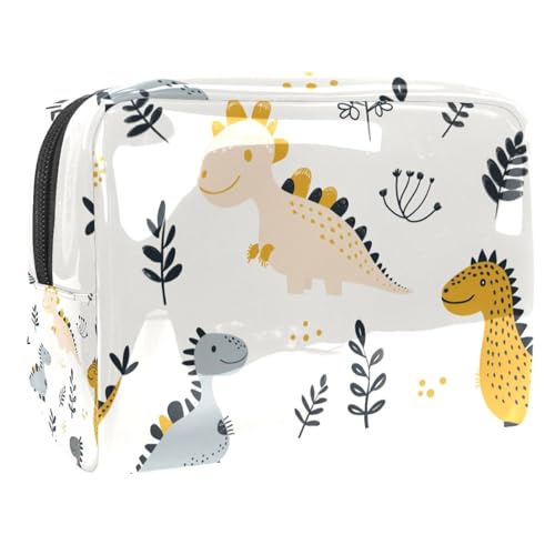 Kosmetiktaschen Für Frauen Kindliche Dinosaurier-Muster Schminkkoffer Reisetasche Kosmetiktasche Organizer 18.5x7.5x13cm von EJFICAHG