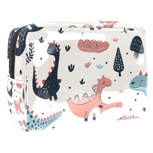 Kosmetiktaschen Für Frauen Kindliche Dinosaurier-Muster Schminkkoffer Reisetasche Kosmetiktasche Organizer 18.5x7.5x13cm von EJFICAHG
