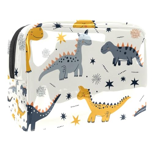 Kosmetiktaschen Für Frauen Kindliche Dinosaurier-Muster Schminkkoffer Reisetasche Kosmetiktasche Organizer 18.5x7.5x13cm von EJFICAHG