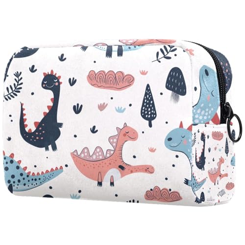 Kosmetiktaschen Für Frauen Kindliche Dinosaurier-Muster Schminkkoffer Reisetasche Kosmetiktasche Organizer von EJFICAHG