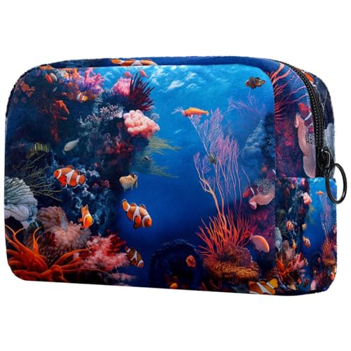 Kosmetiktaschen Für Frauen Korallenriffszene Wasser Schminkkoffer Reisetasche Kosmetiktasche Organizer von EJFICAHG
