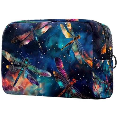 Kosmetiktaschen Für Frauen Libellen Sternenhimmel Galaxie Schminkkoffer Reisetasche Kosmetiktasche Organizer von EJFICAHG