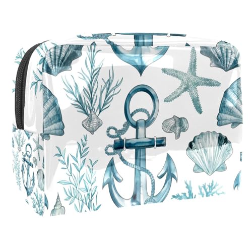 Kosmetiktaschen Für Frauen Meer Muscheln Anker Seestern Schminkkoffer Reisetasche Kosmetiktasche Organizer 18.5x7.5x13cm von EJFICAHG