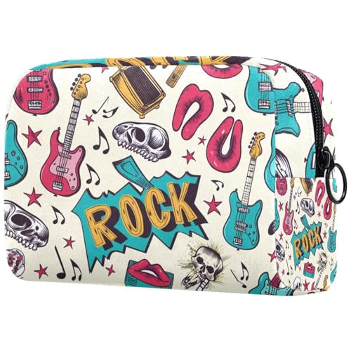 Kosmetiktaschen Für Frauen Musik-Totenkopf-Muster Schminkkoffer Reisetasche Kosmetiktasche Organizer von EJFICAHG