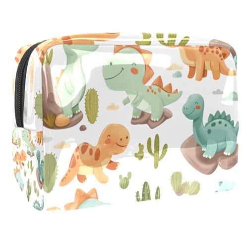 Kosmetiktaschen Für Frauen Niedliche Dinosaurier Muster Schminkkoffer Reisetasche Kosmetiktasche Organizer 18.5x7.5x13cm von EJFICAHG
