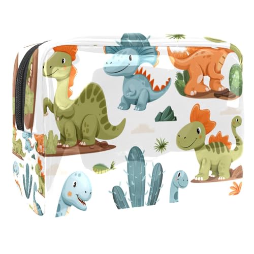 Kosmetiktaschen Für Frauen Niedliche Dinosaurier Muster Schminkkoffer Reisetasche Kosmetiktasche Organizer 18.5x7.5x13cm von EJFICAHG