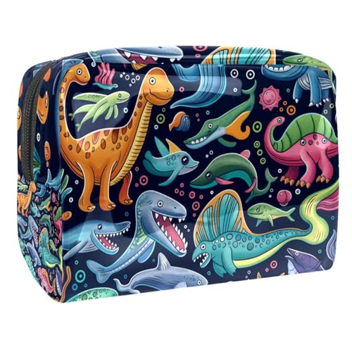 Kosmetiktaschen Für Frauen Niedliche Dinosaurier Muster Schminkkoffer Reisetasche Kosmetiktasche Organizer 18.5x7.5x13cm von EJFICAHG