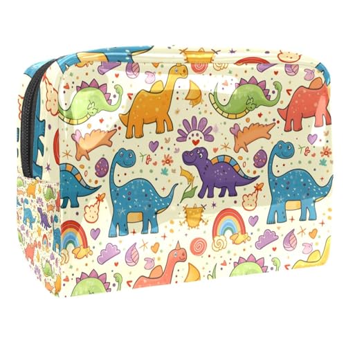Kosmetiktaschen Für Frauen Niedliche Dinosaurier Regenbogen Muster Schminkkoffer Reisetasche Kosmetiktasche Organizer 18.5x7.5x13cm von EJFICAHG