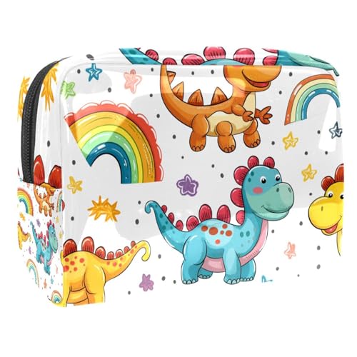 Kosmetiktaschen Für Frauen Niedliche Dinosaurier Regenbogen Muster Schminkkoffer Reisetasche Kosmetiktasche Organizer 18.5x7.5x13cm von EJFICAHG