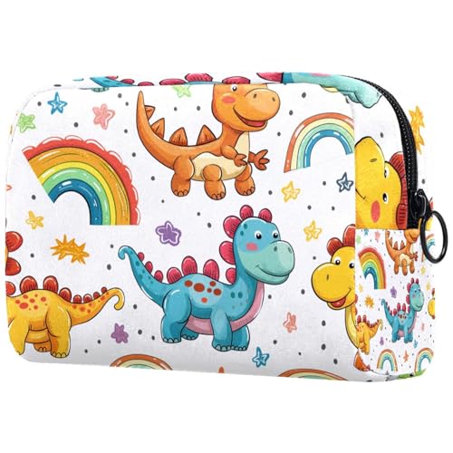 Kosmetiktaschen Für Frauen Niedliche Dinosaurier Regenbogen Muster Schminkkoffer Reisetasche Kosmetiktasche Organizer von EJFICAHG