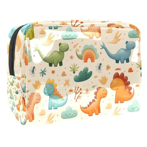 Kosmetiktaschen Für Frauen Niedliche Dinosaurier Regenbogenmuster Schminkkoffer Reisetasche Kosmetiktasche Organizer 18.5x7.5x13cm von EJFICAHG