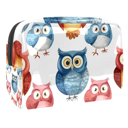 Kosmetiktaschen Für Frauen Niedliche Eulen Muster Bunt Schminkkoffer Reisetasche Kosmetiktasche Organizer 18.5x7.5x13cm von EJFICAHG