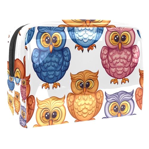 Kosmetiktaschen Für Frauen Niedliche Eulen Muster Bunt Schminkkoffer Reisetasche Kosmetiktasche Organizer 18.5x7.5x13cm von EJFICAHG