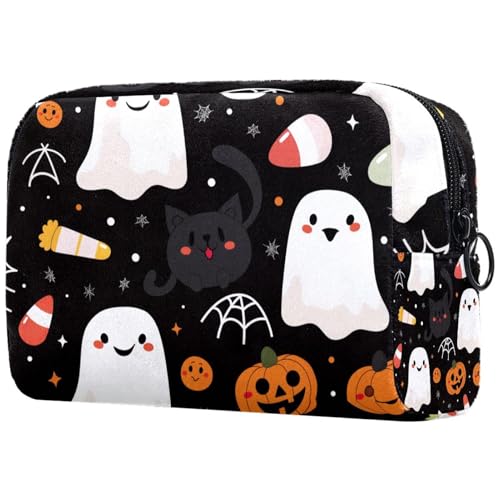 Kosmetiktaschen Für Frauen Niedliche Gespenst Kürbisse Katze Muster Schminkkoffer Reisetasche Kosmetiktasche Organizer von EJFICAHG