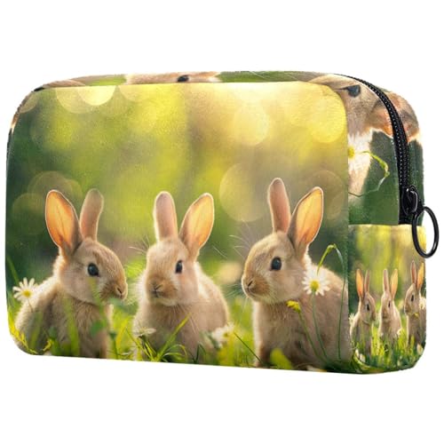 Kosmetiktaschen Für Frauen Niedliche Kaninchen Osterhase Gras Schminkkoffer Reisetasche Kosmetiktasche Organizer von EJFICAHG