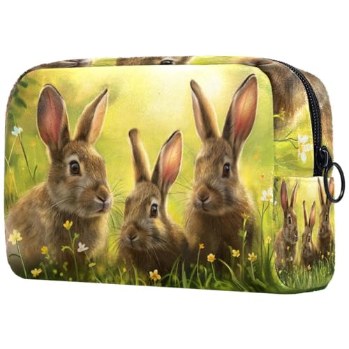 Kosmetiktaschen Für Frauen Niedliche Kaninchen Ostern Hase Gras Schminkkoffer Reisetasche Kosmetiktasche Organizer von EJFICAHG