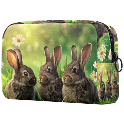 Kosmetiktaschen Für Frauen Niedliche Kaninchen Ostern Hase Gras Schminkkoffer Reisetasche Kosmetiktasche Organizer von EJFICAHG