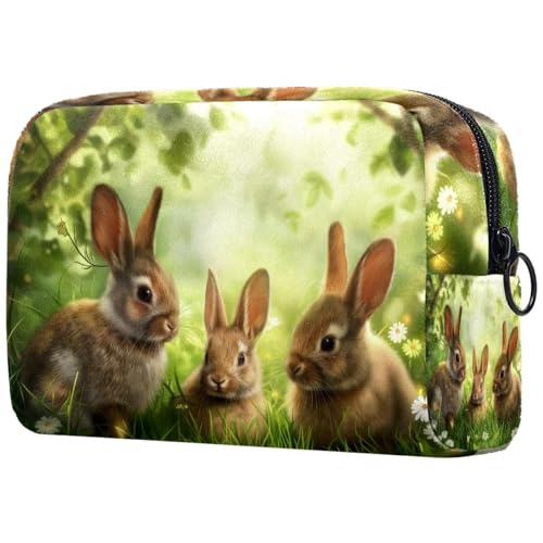 Kosmetiktaschen Für Frauen Niedliche Kaninchen Ostern Hase Gras Schminkkoffer Reisetasche Kosmetiktasche Organizer von EJFICAHG