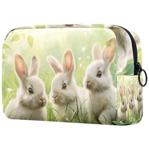 Kosmetiktaschen Für Frauen Niedliche Kaninchen Ostern Hase Gras Schminkkoffer Reisetasche Kosmetiktasche Organizer von EJFICAHG