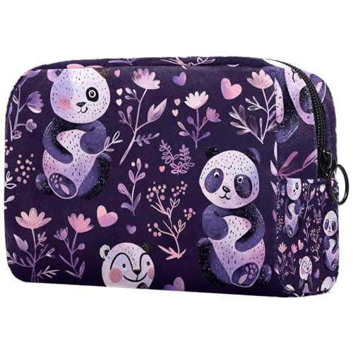 Kosmetiktaschen Für Frauen Niedliche Pandas Blüte Blumen Schminkkoffer Reisetasche Kosmetiktasche Organizer von EJFICAHG