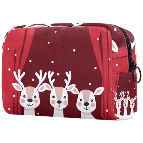 Kosmetiktaschen Für Frauen Niedliche Rentiere Zu Weihnachten Schminkkoffer Reisetasche Kosmetiktasche Organizer von EJFICAHG
