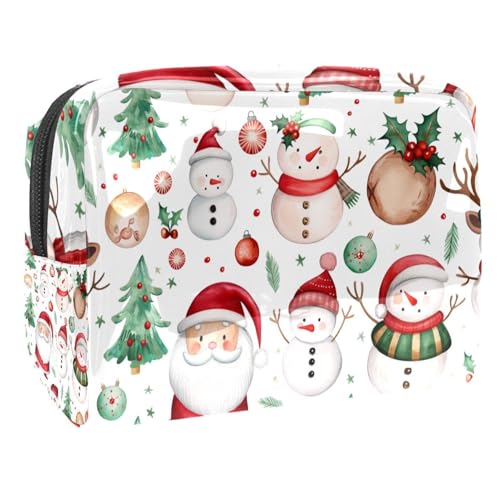 Kosmetiktaschen Für Frauen Niedliche Schneemann-Muster Für Weihnachten Schminkkoffer Reisetasche Kosmetiktasche Organizer 18.5x7.5x13cm von EJFICAHG