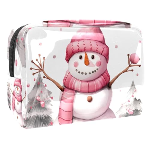 Kosmetiktaschen Für Frauen Niedliche Schneemann Weihnachten Schnee Schminkkoffer Reisetasche Kosmetiktasche Organizer 18.5x7.5x13cm von EJFICAHG