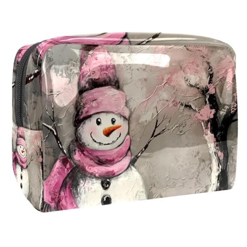 Kosmetiktaschen Für Frauen Niedliche Schneemann Weihnachten Schnee Schminkkoffer Reisetasche Kosmetiktasche Organizer 18.5x7.5x13cm von EJFICAHG