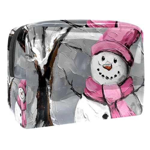 Kosmetiktaschen Für Frauen Niedliche Schneemann Weihnachten Schnee Schminkkoffer Reisetasche Kosmetiktasche Organizer 18.5x7.5x13cm von EJFICAHG