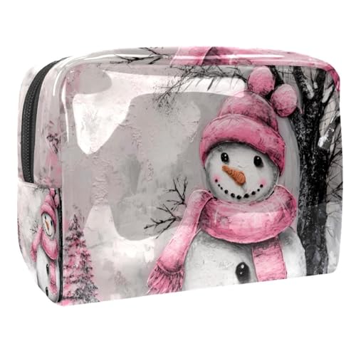 Kosmetiktaschen Für Frauen Niedliche Schneemann Weihnachten Schnee Schminkkoffer Reisetasche Kosmetiktasche Organizer 18.5x7.5x13cm von EJFICAHG