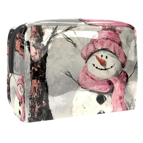 Kosmetiktaschen Für Frauen Niedliche Schneemann Weihnachten Schnee Schminkkoffer Reisetasche Kosmetiktasche Organizer 18.5x7.5x13cm von EJFICAHG
