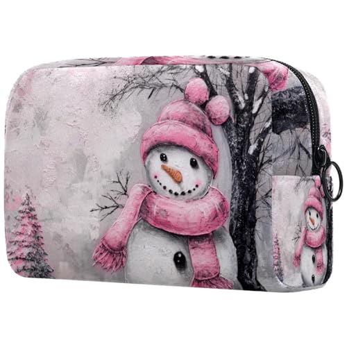 Kosmetiktaschen Für Frauen Niedliche Schneemann Weihnachten Schnee Schminkkoffer Reisetasche Kosmetiktasche Organizer von EJFICAHG