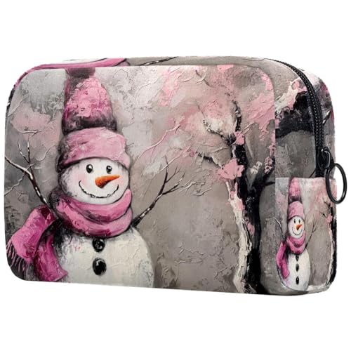 Kosmetiktaschen Für Frauen Niedliche Schneemann Weihnachten Schnee Schminkkoffer Reisetasche Kosmetiktasche Organizer von EJFICAHG