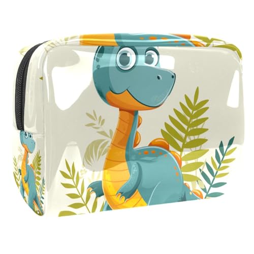 Kosmetiktaschen Für Frauen Niedlicher Dinosaurier Cartoon Schminkkoffer Reisetasche Kosmetiktasche Organizer 18.5x7.5x13cm von EJFICAHG